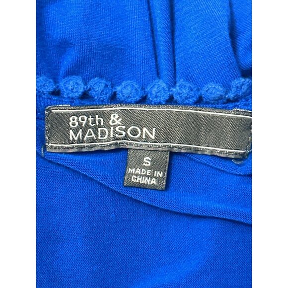 89th and Madison Small Blue Knit Chiffon Tank Top Lightweight Layer Blouse - Picture 7 of 10